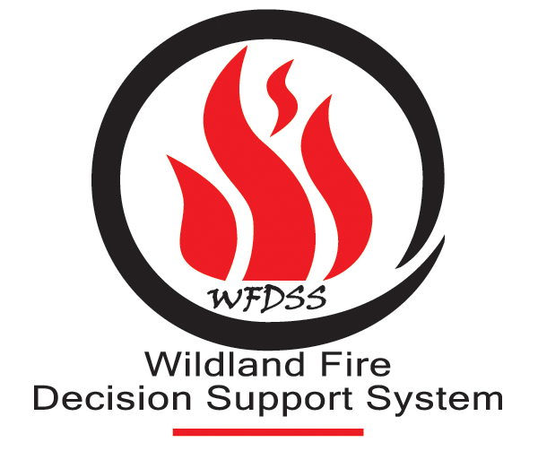 Wildland Fire Decision Support System logo of flames inside a circle.